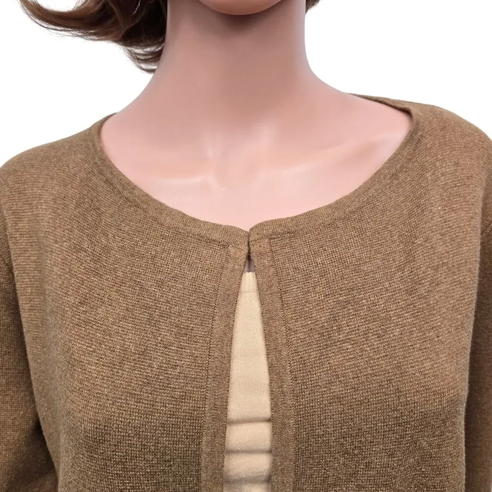 J. Crew Vanessa Cardigan Sweater Jacket Open Front Longline S Cotton Camel Tan